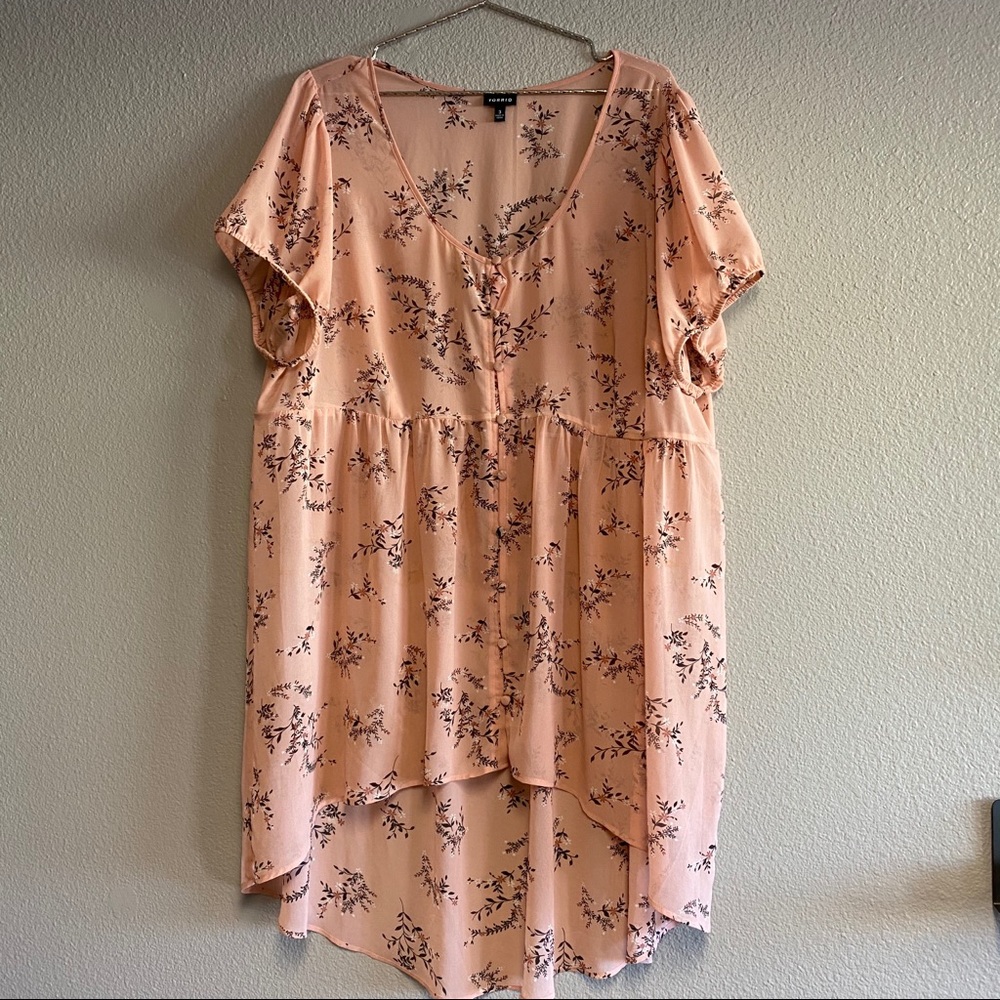 Sheer floral button up shirt/dress
